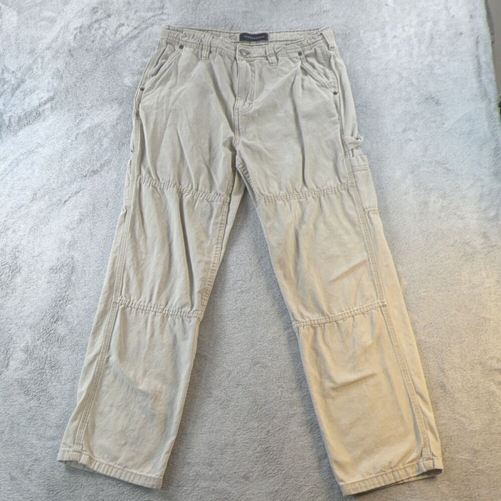 Aeropostale 4845 Men's Carpenter Pants Beige Cotton Straight Leg Size 32x30